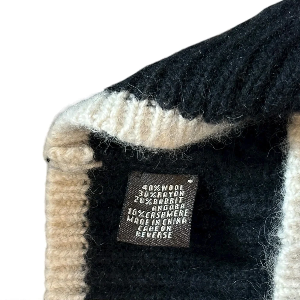 COACH Wool/Rabbit Angora/Cashmere/Rayon Knit Beanie Winter Cap Black Youth O/S